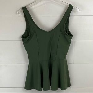Lime Ricki Medium Olive V Peplum Tankini Swim Top